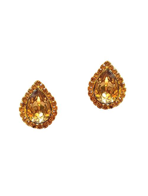 yellow metal studs earring - 16062968 - Very Small Image - 1