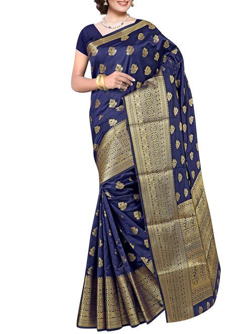 ethnic zari motif banarasi saree with blouse - 16064036 - Very Small Image - 1