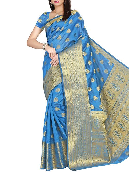 ethnic zari motif banarasi saree with blouse - 16064037 - Very Small Image - 1