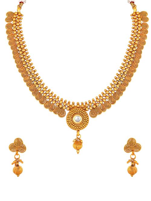 gold brass choker necklace - 16064724 - Very Small Image - 1