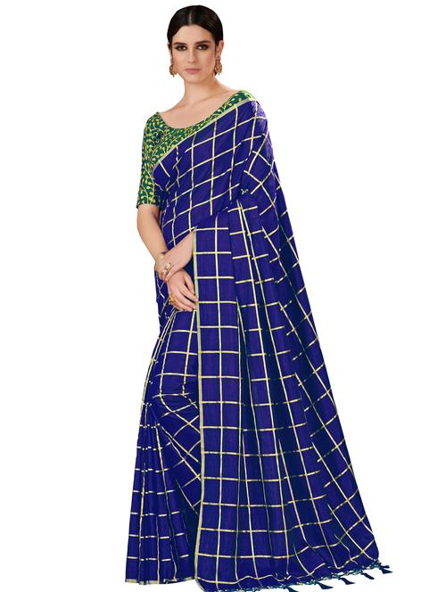 checkered woven saree - 16065093 - Very Small Image - 1