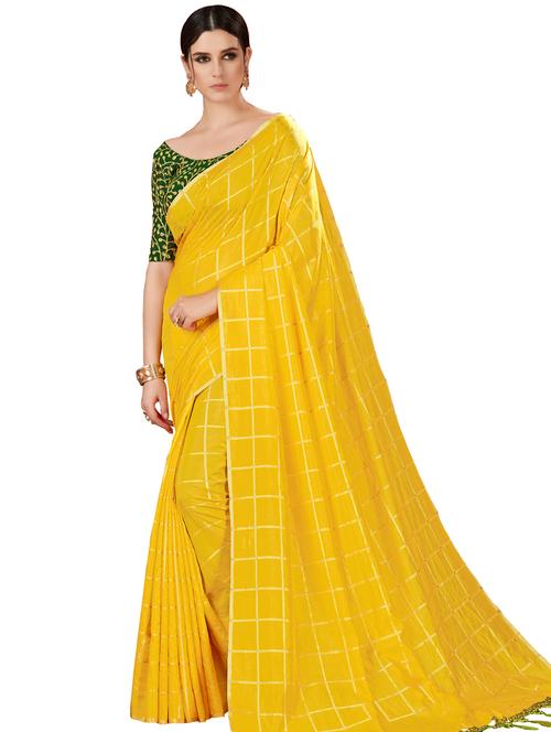 checkered woven saree - 16065094 - Very Small Image - 1