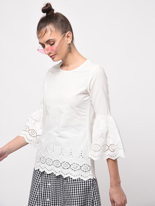 bell sleeved schiifli top - 16065652 - Very Small Image - 1