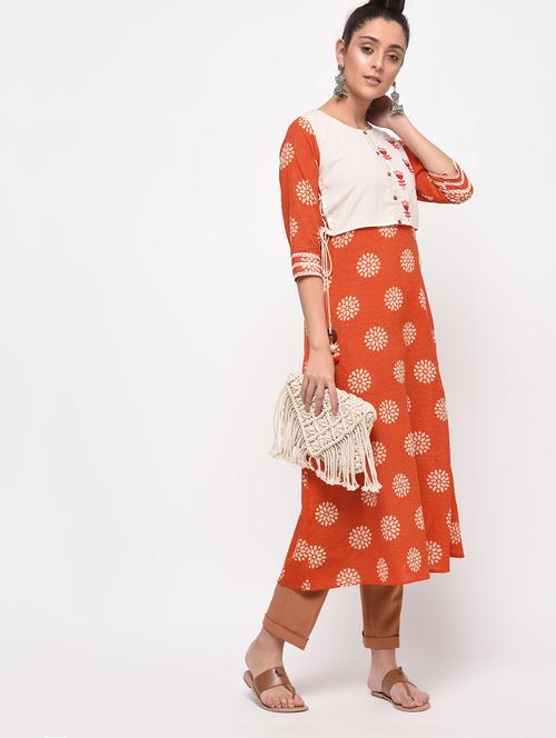 embroidered layered kurta - 16067324 - Very Small Image - 1