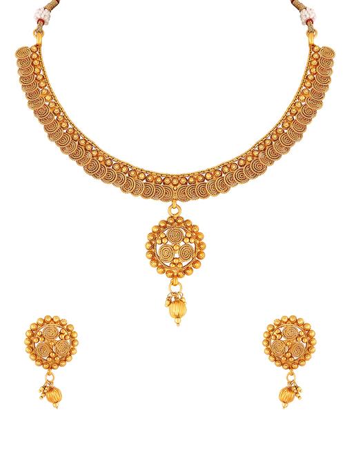 gold brass choker necklace - 16071846 - Very Small Image - 1