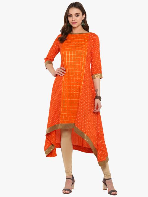 checkered high low kurta - 16072302 - Very Small Image - 1