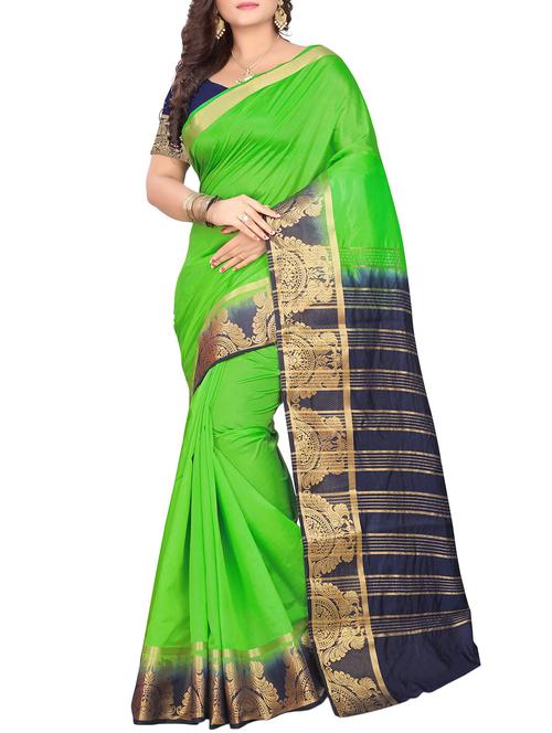 women's bordered green colored saree with blouse - 16072506 - Very Small Image - 1