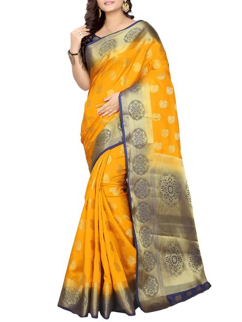 paisley zari motif banarasi saree with blouse - 16072525 - Very Small Image - 1