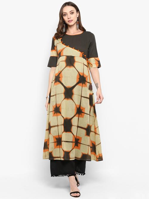 tie & dye angrakha kurta - 16077672 - Very Small Image - 1