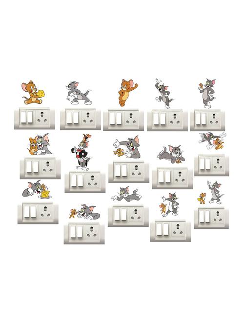 decor villa tom and jerry wall sticker & switch board sticker ( set of 15 ) - 16079197 - Very Small Image - 1