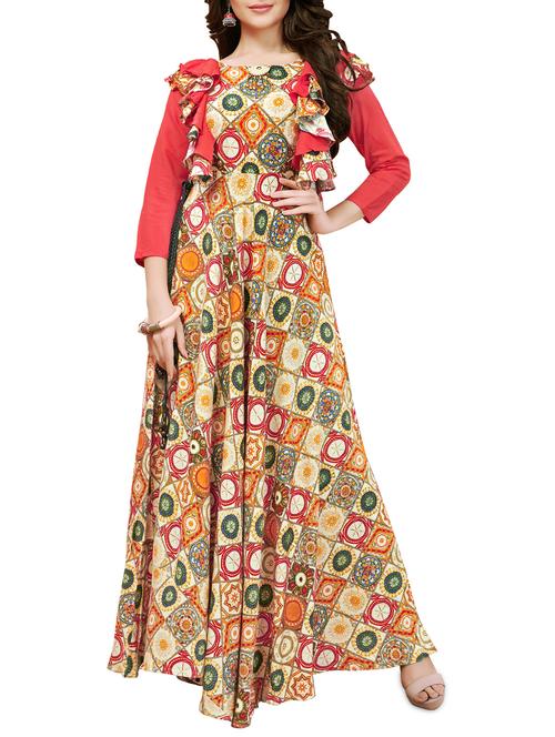 geometrical printed flared kurta - 16079234 - Very Small Image - 1