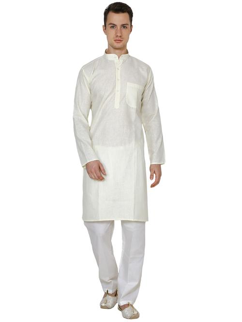 white cotton long kurta - 16079681 - Very Small Image - 1
