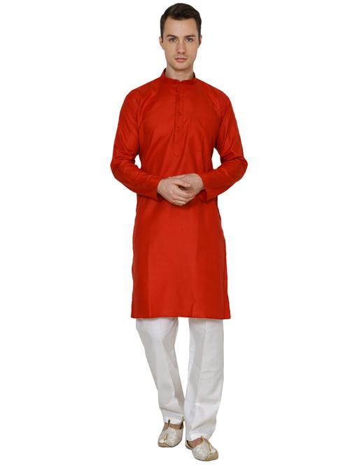 red cotton long kurta - 16079689 - Very Small Image - 1