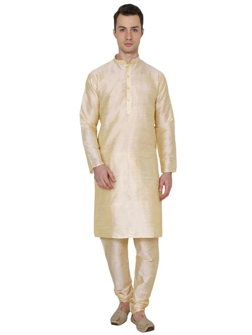 beige silk blend long kurta - 16079715 - Very Small Image - 1