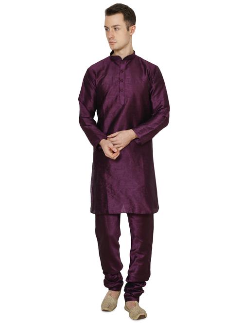 purple silk blend long kurta - 16079723 - Very Small Image - 1