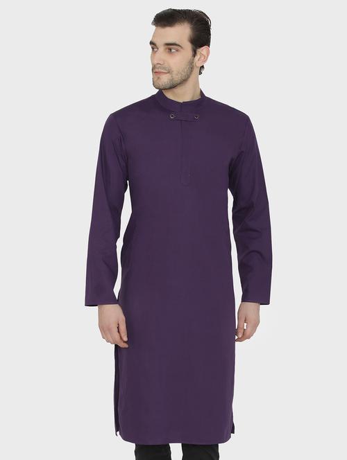 purple cotton long kurta - 16080157 - Very Small Image - 1