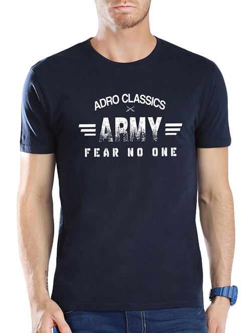 navy blue typographic chest print t-shirt - 16080323 - Very Small Image - 1