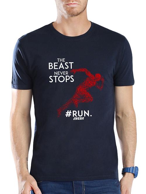 navy blue typographic chest print tshirt - 16080472 - Very Small Image - 1