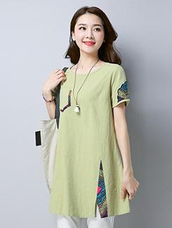 abstract panel front slit tunic - 16080876 - Very Small Image - 1