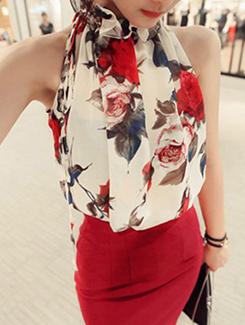 tie knot floral top - 16080895 - Very Small Image - 1