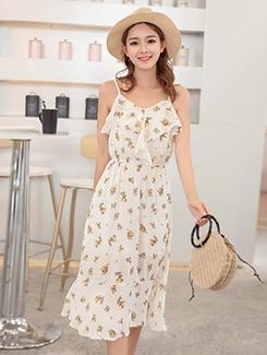 ruffle detail cami neck a-line dress - 16081338 - Very Small Image - 1