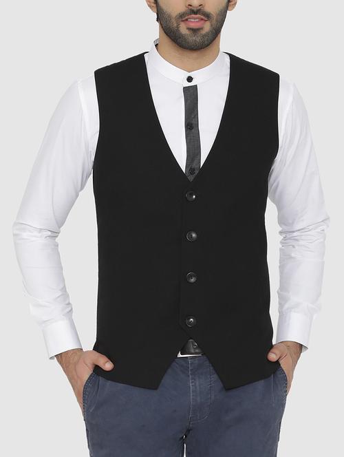 black crepe waist coat - 16085932 - Very Small Image - 1