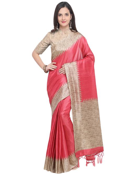 textured printed saree with blouse - 16086612 - Very Small Image - 1