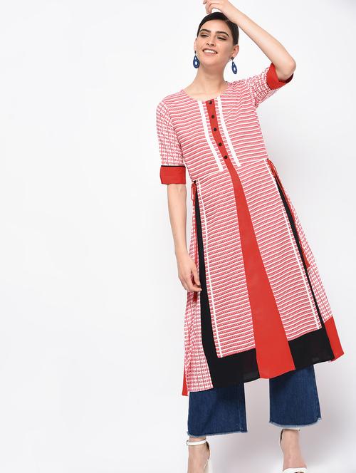 double slit a-line kurta - 16087281 - Very Small Image - 1