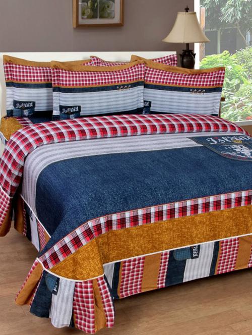 pure cotton king size bedsheet with frill - 16087423 - Very Small Image - 1