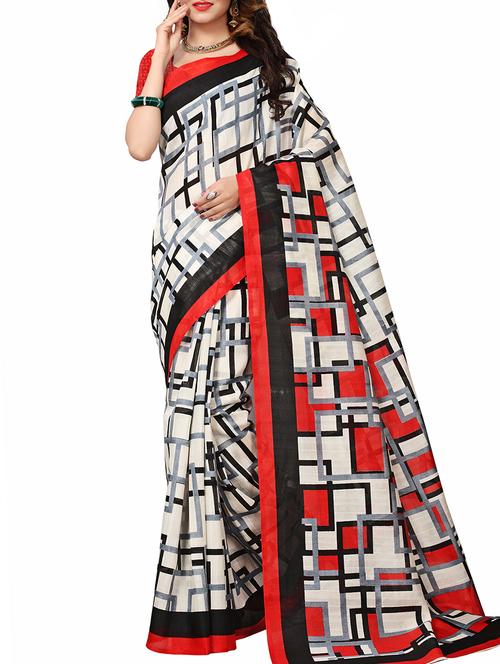 white art silk bhagalpuri saree with blouse - 16090346 - Very Small Image - 1