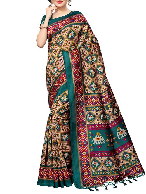 multi colored art silk mysore saree with blouse - 16090462 - Very Small Image - 1