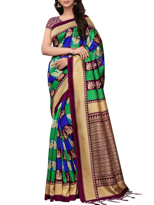 multi colored silk mysore saree with blouse - 16090536 - Very Small Image - 1