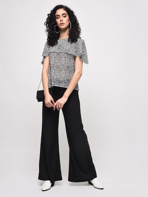 ruffled overlay animal print top - 16090914 - Very Small Image - 1