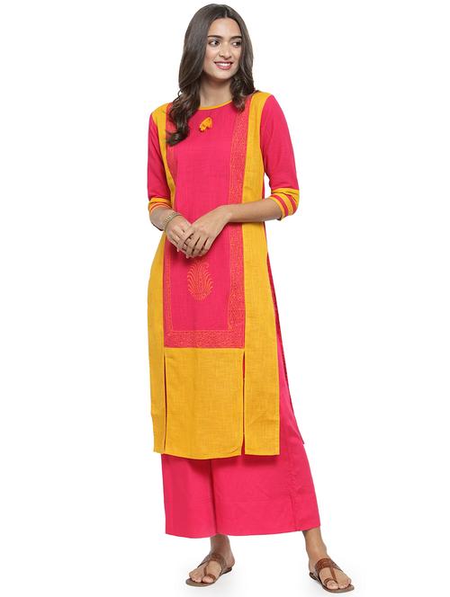 color block straight kurta - 16092827 - Very Small Image - 1
