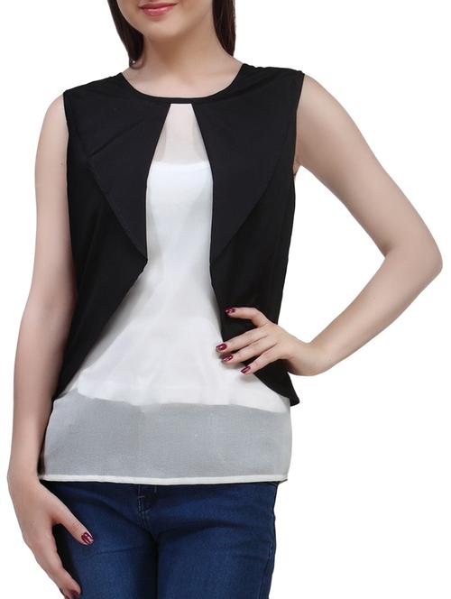 women's layered round neck top - 16093030 - Very Small Image - 1