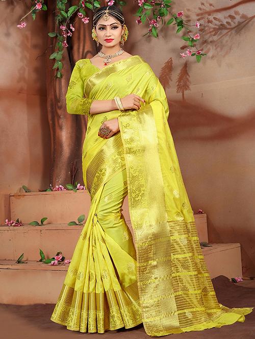 conversational zari motif woven saree with blouse - 16094960 - Very Small Image - 1