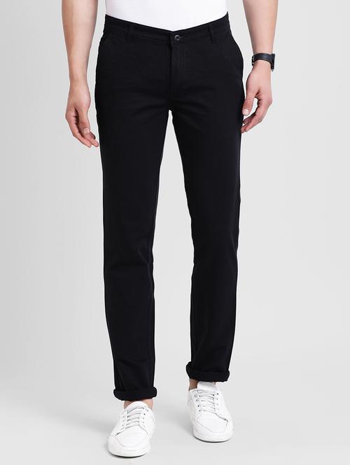 black cotton chinos casual trousers - 16095529 - Very Small Image - 1