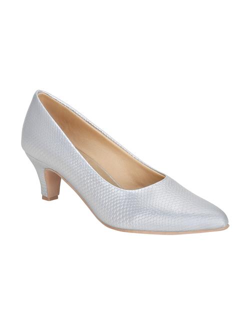 silver faux leather slip on pumps - 16096021 - Very Small Image - 1