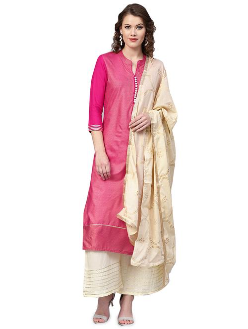 foil printed kurta palazzo suit set - 16097556 - Very Small Image - 1