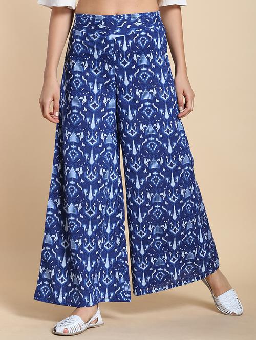 indigo print flared palazzo - 16098385 - Very Small Image - 1