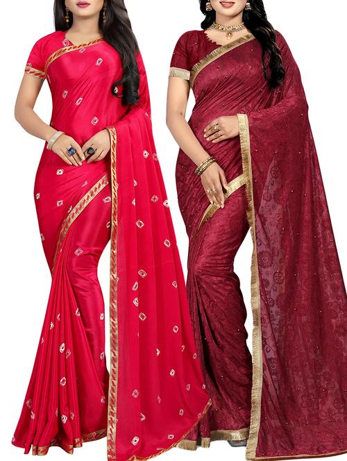 combos plain saree with blouse - 16099522 - Very Small Image - 1