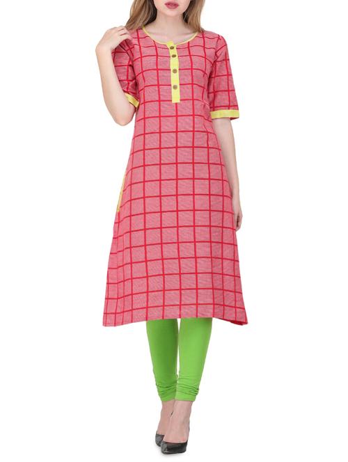 checkered a-line kurta - 16099737 - Very Small Image - 1