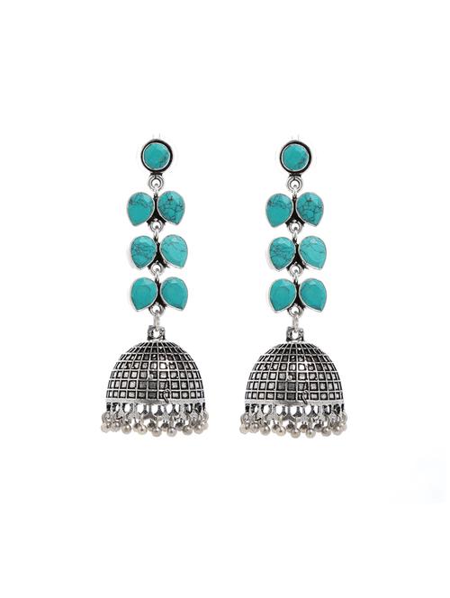 green metal jhumka earring - 16100803 - Very Small Image - 1