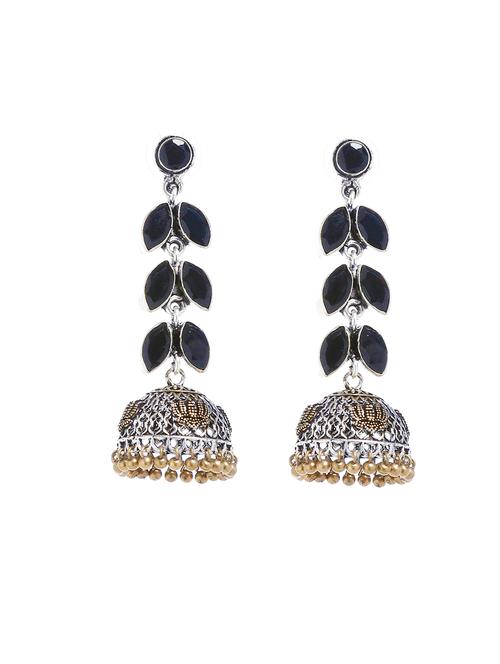 black metal jhumka earring - 16100826 - Very Small Image - 1