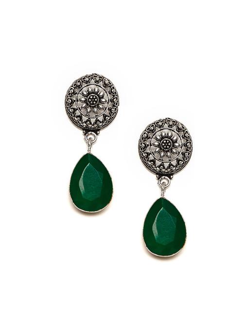 green metal drop earring - 16100865 - Very Small Image - 1