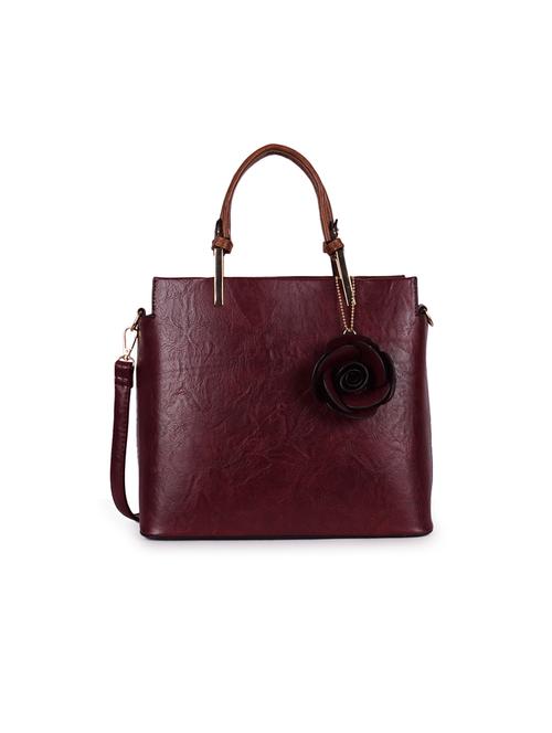 maroon leatherette (pu) handbag - 16101206 - Very Small Image - 1