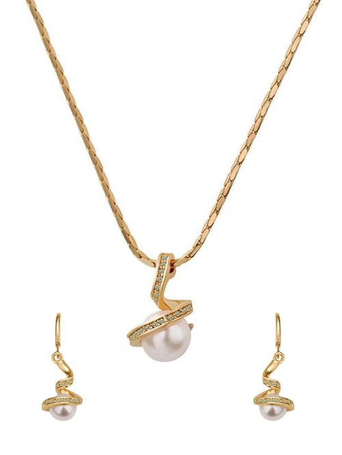 gold  gold color pearl pendant set  - 16102061 - Very Small Image - 1