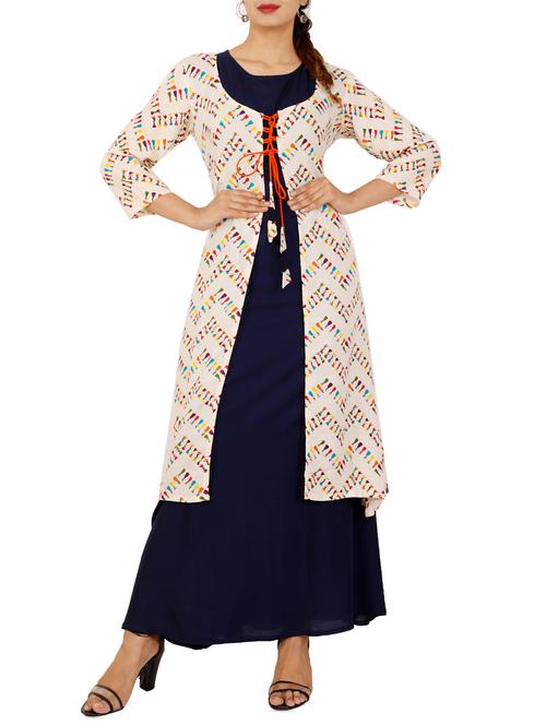 layered printed kurta - 16103457 - Very Small Image - 1