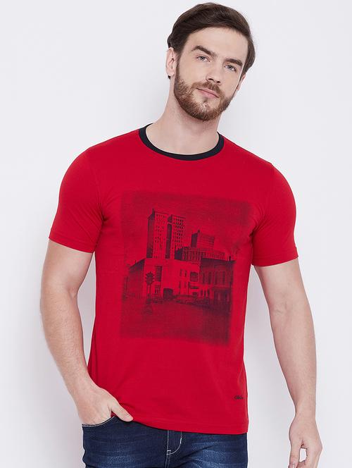 red chest print t-shirt - 16105905 - Very Small Image - 1