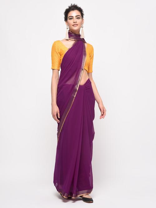 ruffle lace border fusion saree with blouse - 16106052 - Very Small Image - 1
